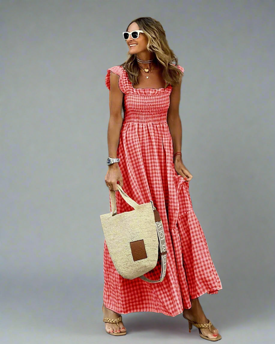 Bertha Checkered Dress in Retro Style for Elegance & Comfort in Everyday Life - Elena Harper