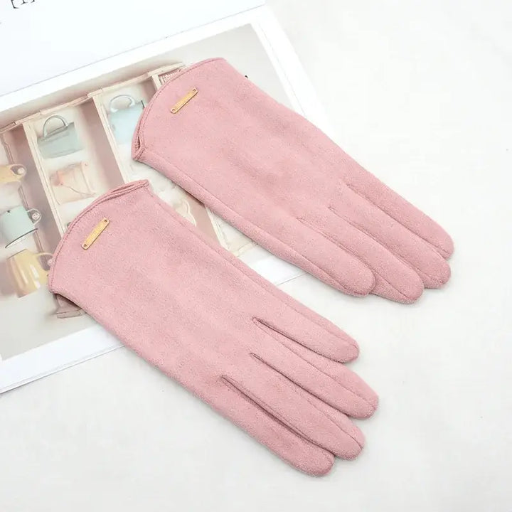 Elegant Suede Gloves Touchscreen, Warm & Windproof, view 10 - Elena Harper