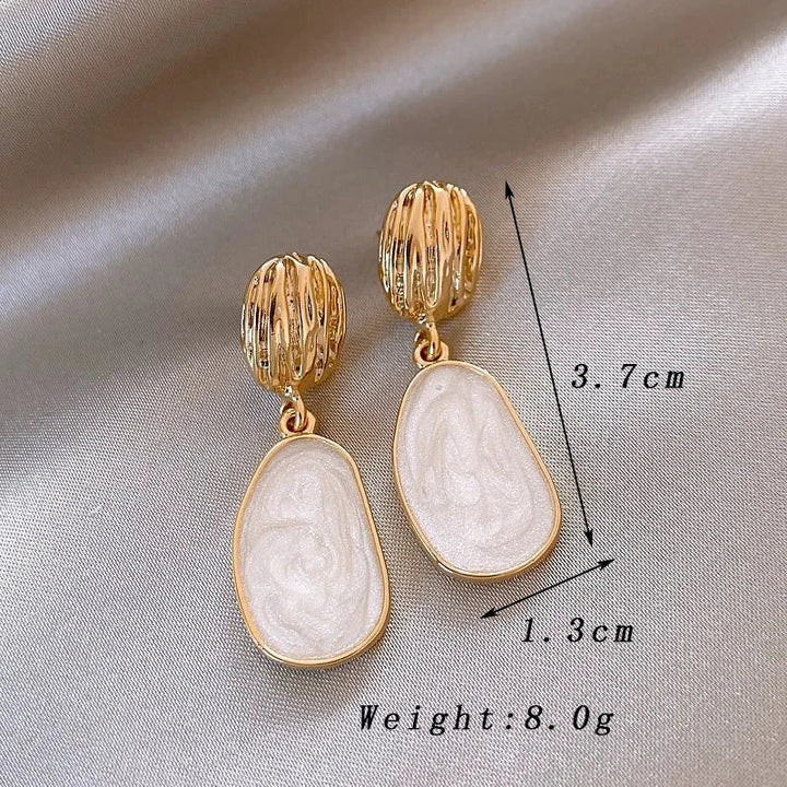 Vintage Enamel Oval Drop Earrings