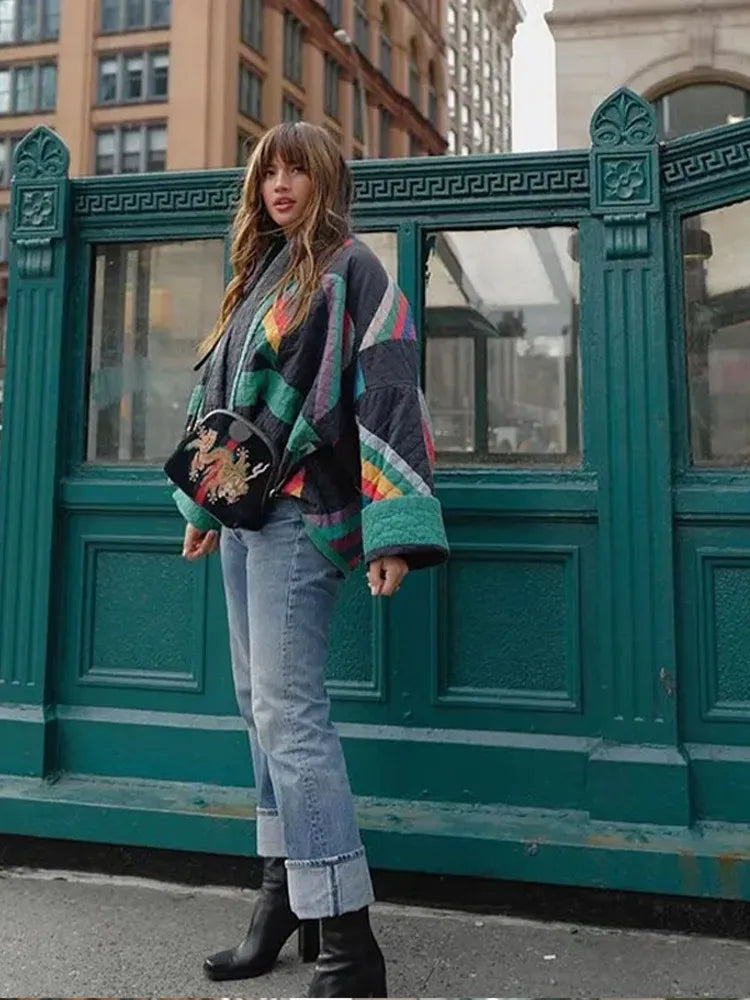 Juliette Striped Quilted Jacket, view 2 - Elena Harper