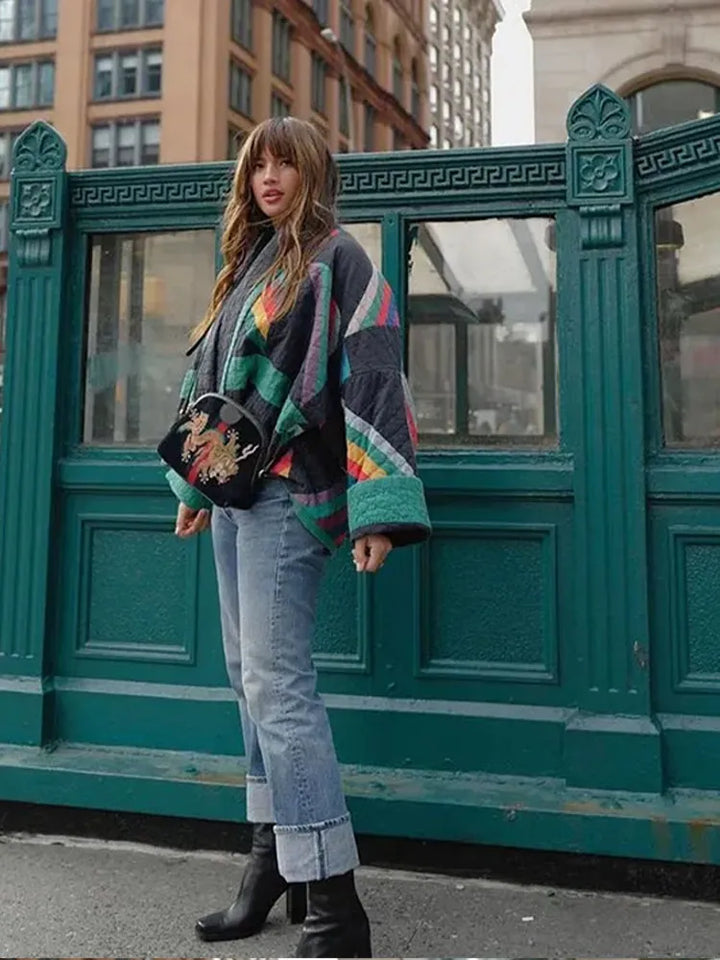 Juliette Striped Quilted Jacket, view 2 - Elena Harper