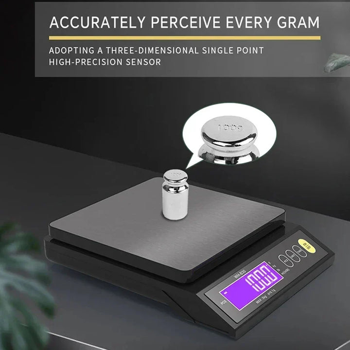 Digital Electronic Kitchen Scale 5 kg/0.1 g and 10 kg/1 g, LCD Screen, Fully Waterproof Stainless Steel Cooking Tool