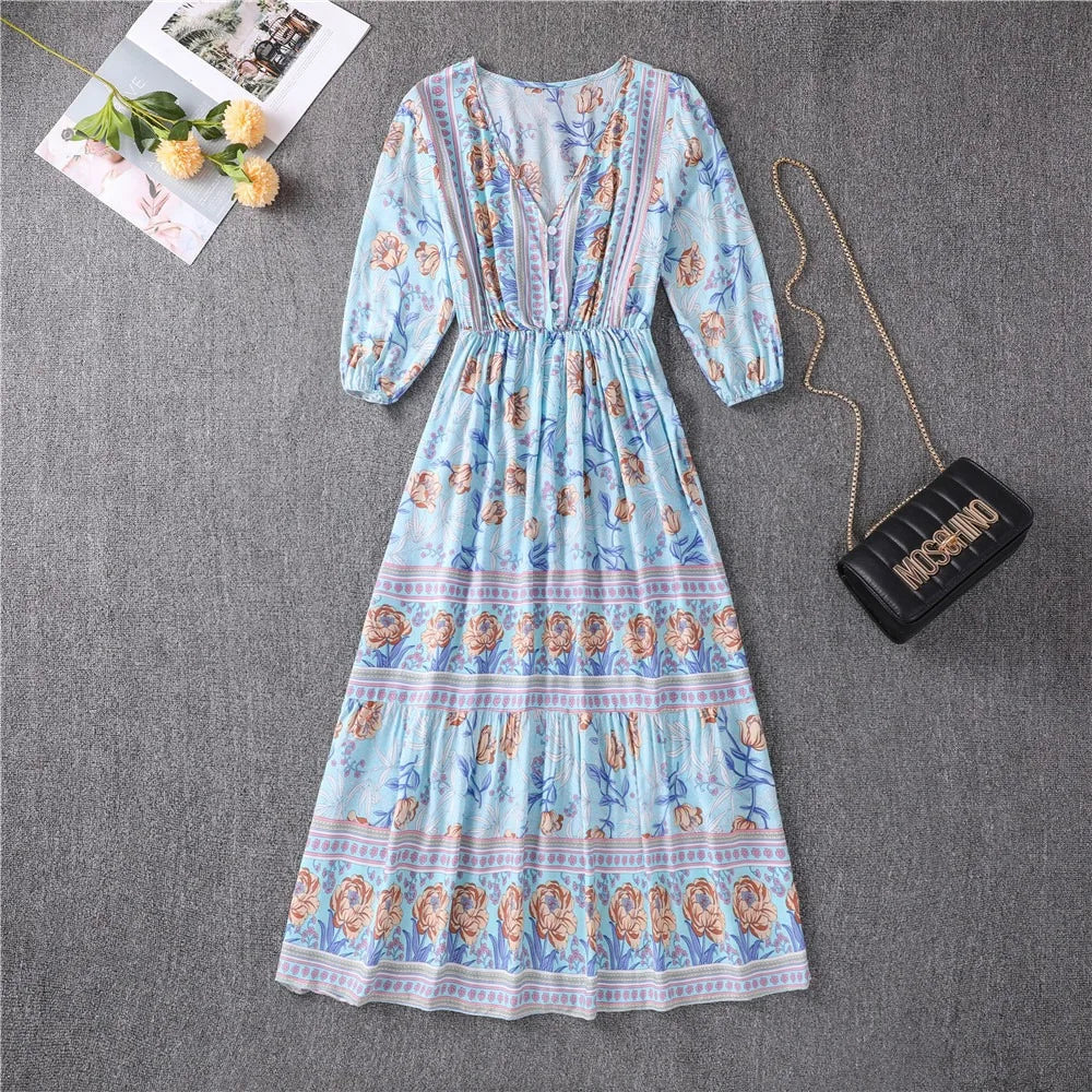 Darcie Flowing Petal Midi Dress With Elegant Tummy Coverage - Elena Harper