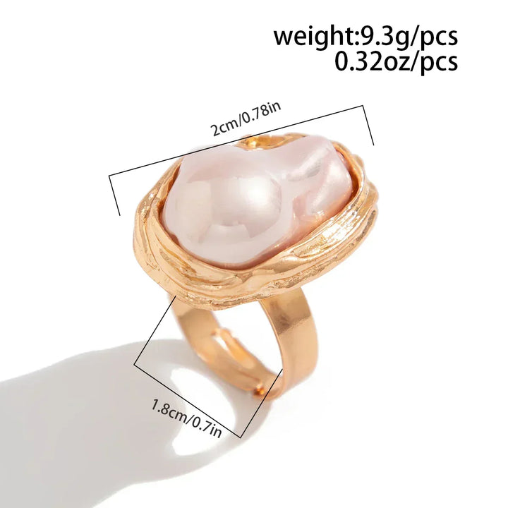 Chunky Baroque Pearl Cocktail Rings - Elena Harper