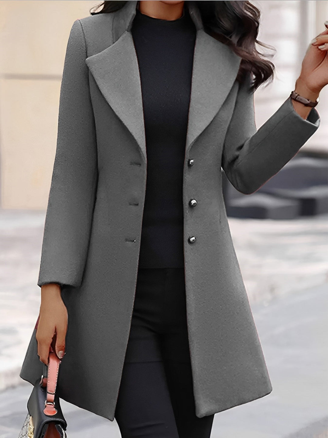 Women's Double-Breasted Longline Blazer Notch Lapel