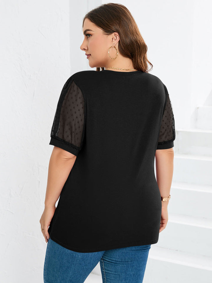 Rema Sheer Sleeve V-Neck Top - Elena Harper