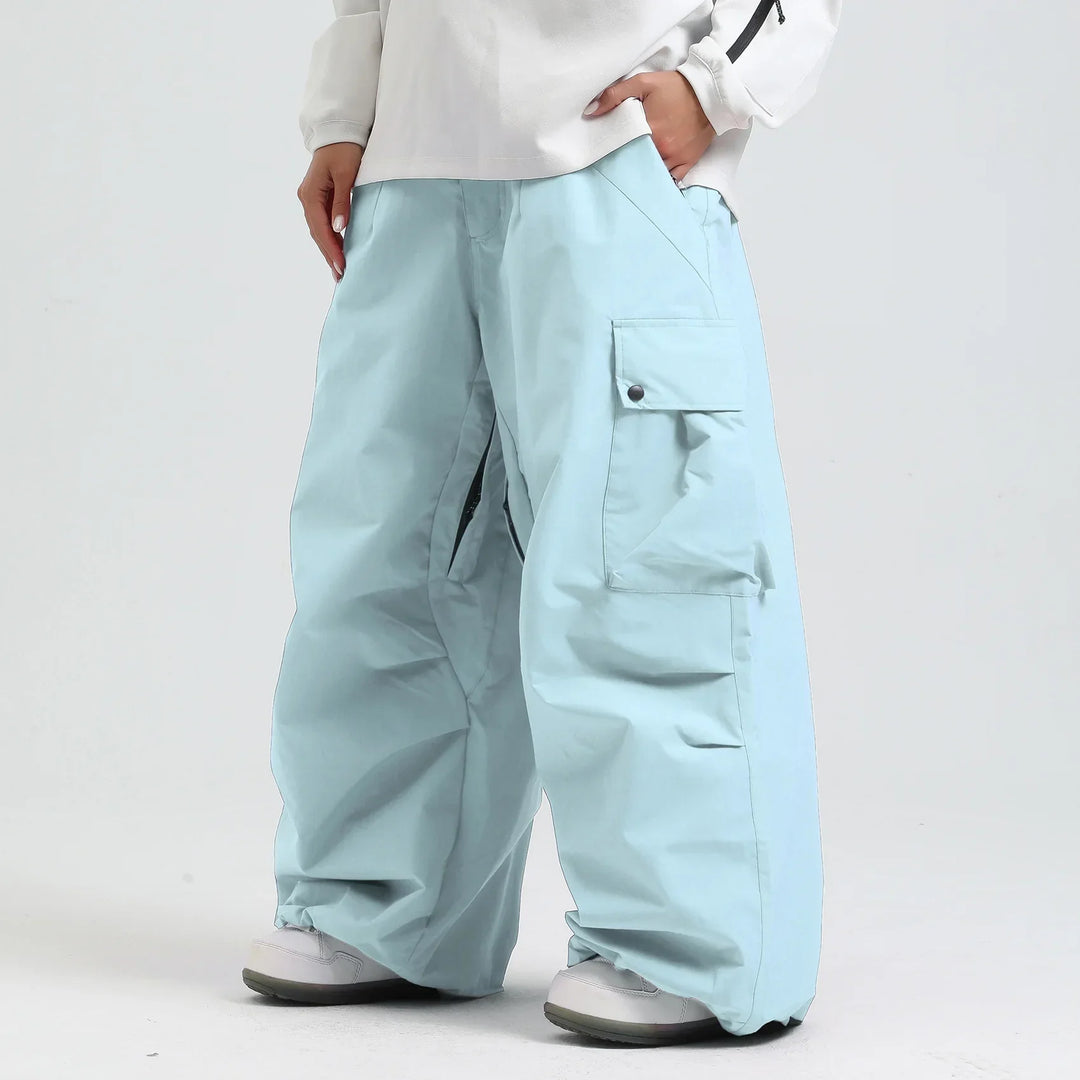 Unisex Loose Ski Pants – Breathable Snowboard Pants with Zipper and Insulation