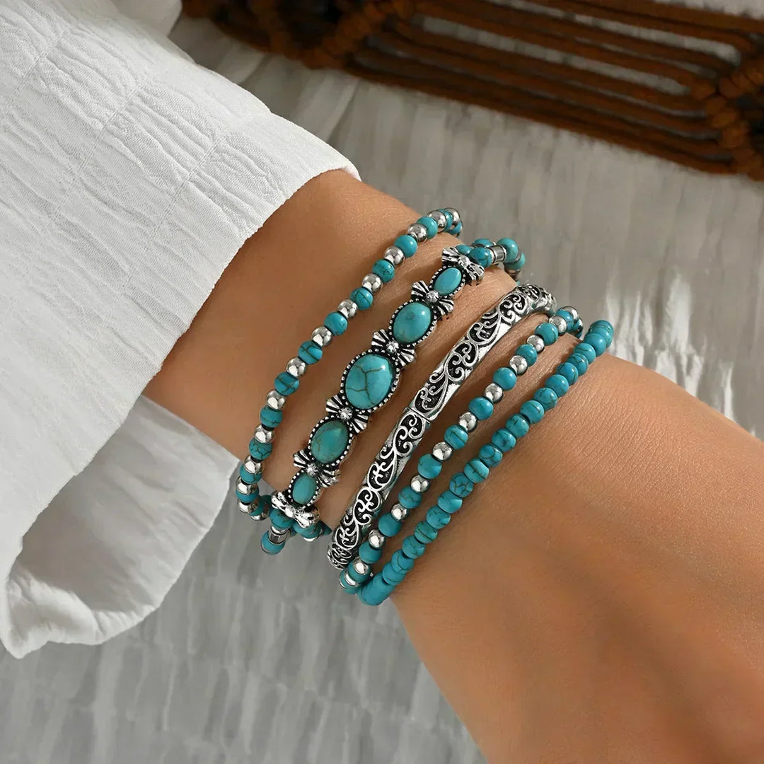 Maëlys Refined Turquoise Multi-Strand Bracelet - Elena Harper