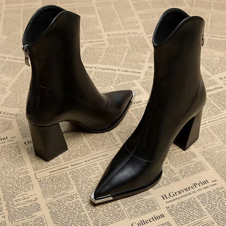 Ankle Boots Pointed Toe Boots Metal Tip, view 8 - Elena Harper