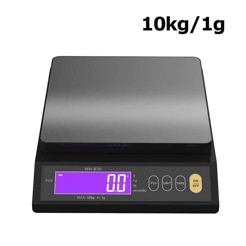 Digital Electronic Kitchen Scale 5 kg/0.1 g and 10 kg/1 g, LCD Screen, Fully Waterproof Stainless Steel Cooking Tool