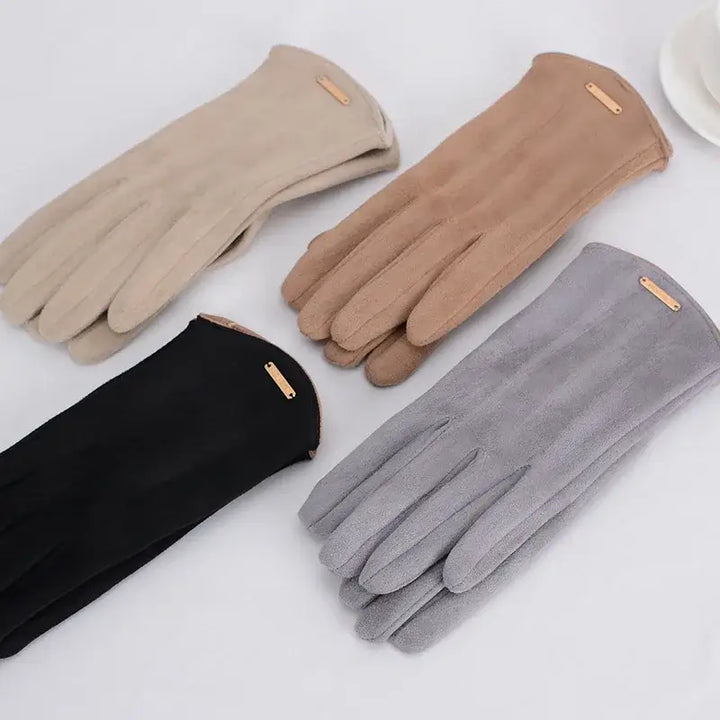 Elegant Suede Gloves Touchscreen, Warm & Windproof, view 4 - Elena Harper