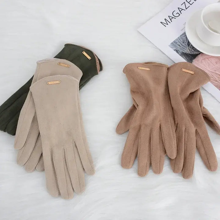 Elegant Suede Gloves Touchscreen, Warm & Windproof - Elena Harper