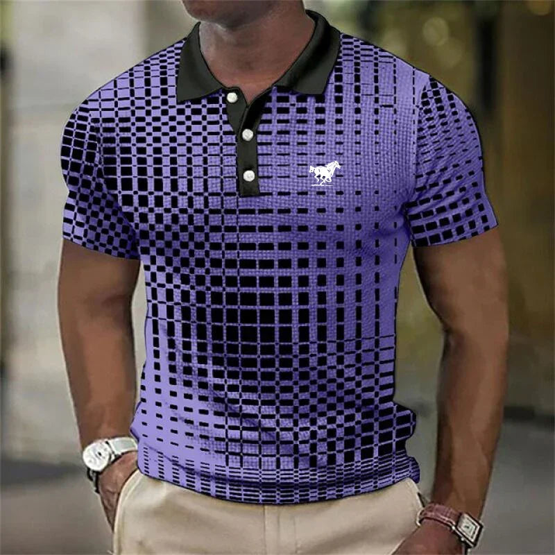 LAURENT MONACO | MODERN POLO WITH GEOMETRIC PRINT FOR MEN