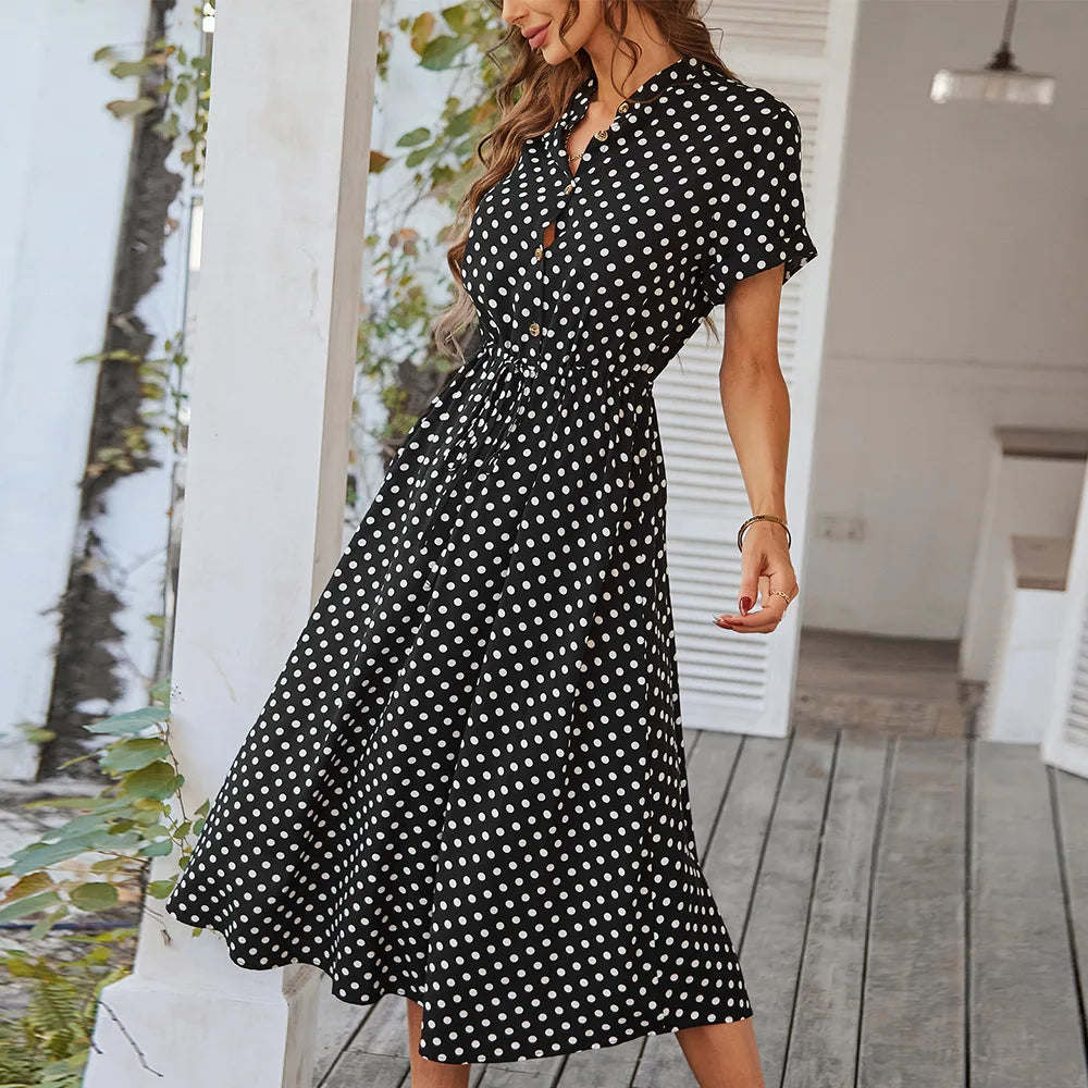Dotarie Polka Midi Shirt Dress - Elena Harper