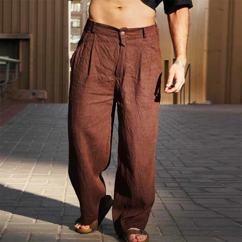 Dario Wide Leg Linen Pants - Elena Harper