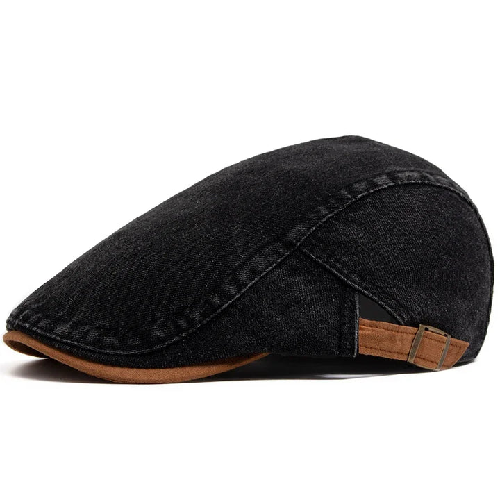 Tim Flat Cap in Denim Timeless Style and Everyday Comfort, view 9 - Elena Harper