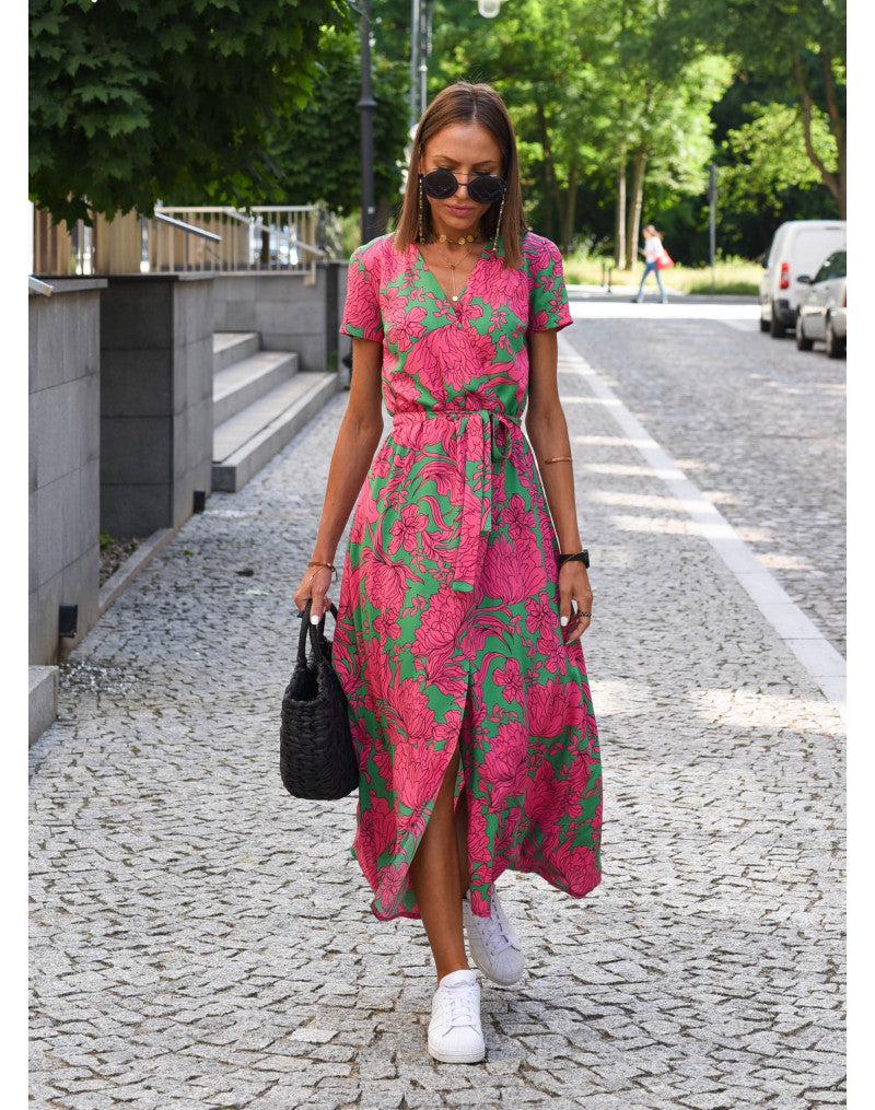 Yasmine Stylish V-Neck Dress - Elena Harper