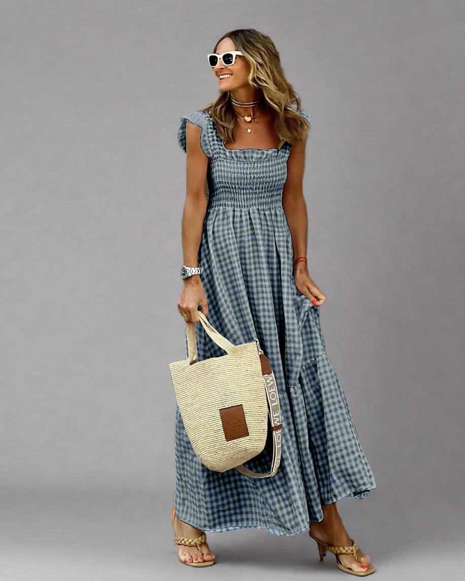 Bertha Checkered Dress in Retro Style for Elegance & Comfort in Everyday Life - Elena Harper