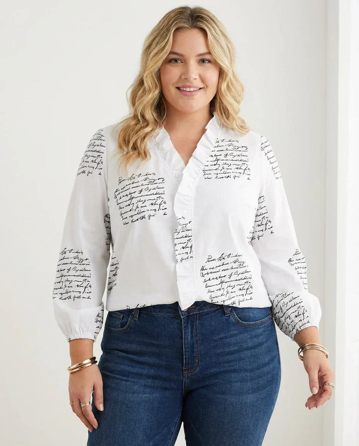Magnolia Feminine Blouse with Playful Ruffles, view 6 - Elena Harper