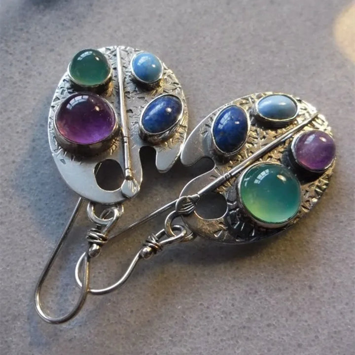 Artist Palette Gemstone Drop Earrings - Elena Harper