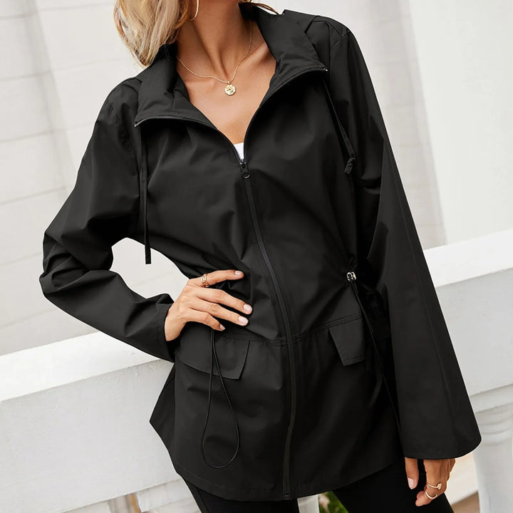 Women's Oversized Hooded Zip Raincoat Ondalise, view 8 - Elena Harper