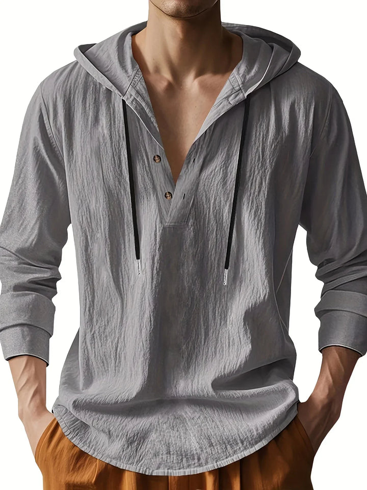 Luxury Linen Hooded Shirt - Elena Harper