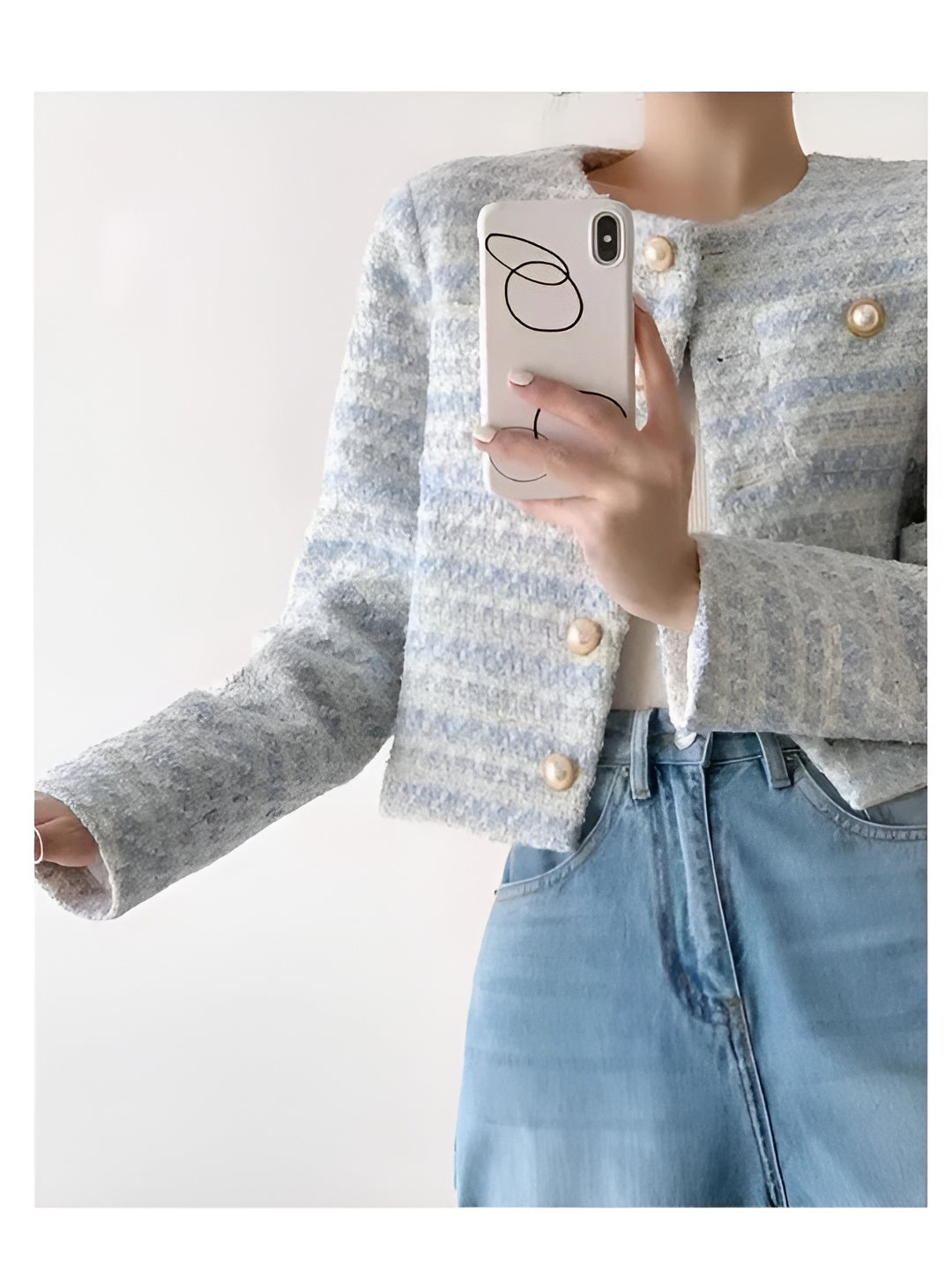 Women's Short Structured Blazer Textured Fabric Elegant Daily Style