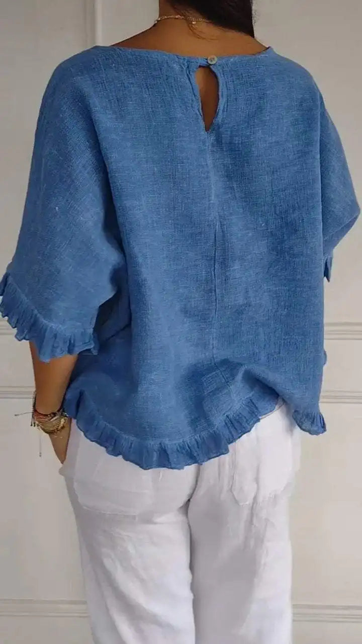 Patsy Round Neck Blouse Made of Linen, view 9 - Elena Harper