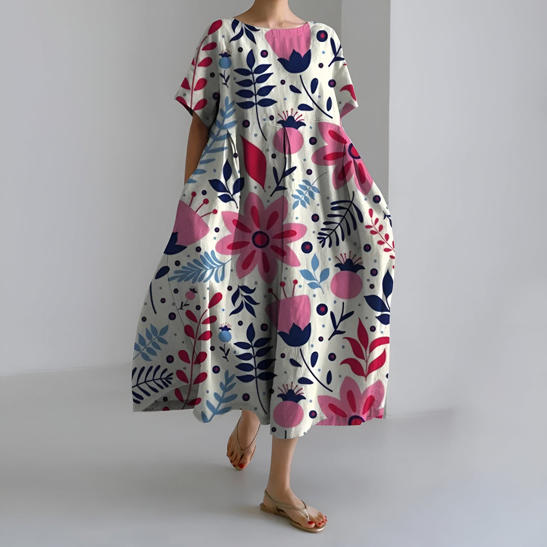 Meeri Artistic maxi dress with vintage floral pattern and effortless elegance - Elena Harper