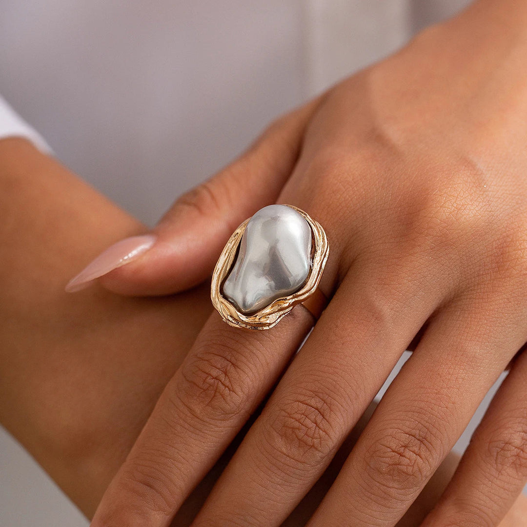 Chunky Baroque Pearl Cocktail Rings - Elena Harper