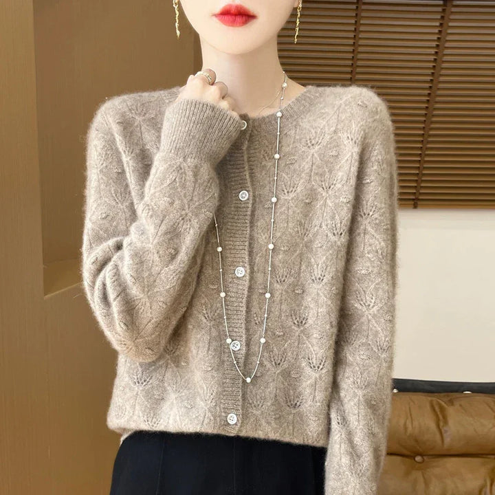 Aurora Cozy Knit Cardigan, view 10 - Elena Harper