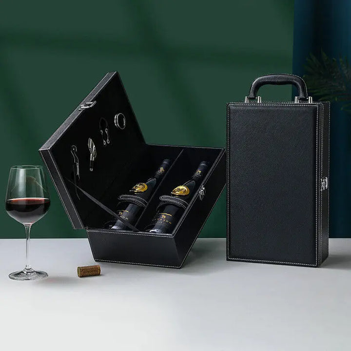 Elegant Wine Carrier Case with Accessories - Portable Storage
