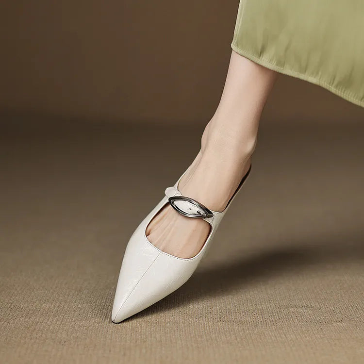 Clara Natural Leather Mules, view 8 - Elena Harper