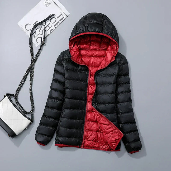 Reversible Down Jacket with Hood - Soraya