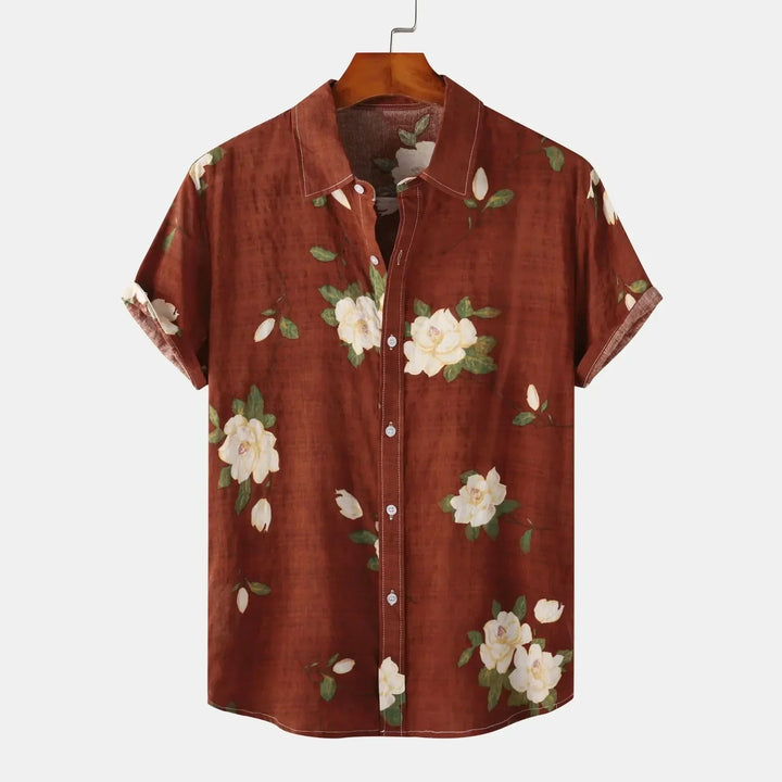 Men's Summer Button-Up Shirt, Floral Print and Tailored Fit