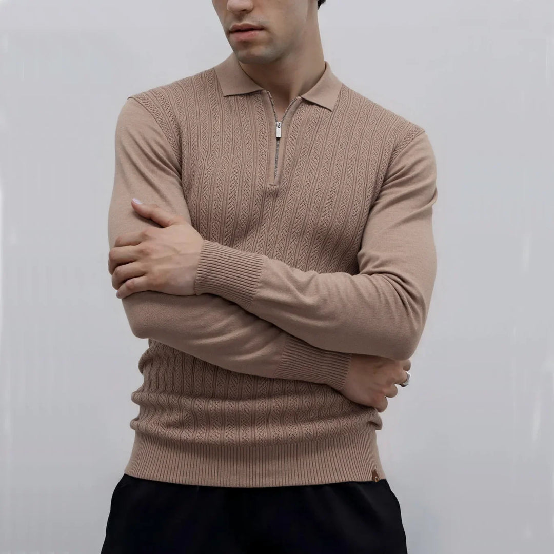 LAURENT MONACO | TEXTURED ZIPPER POLO FOR MEN