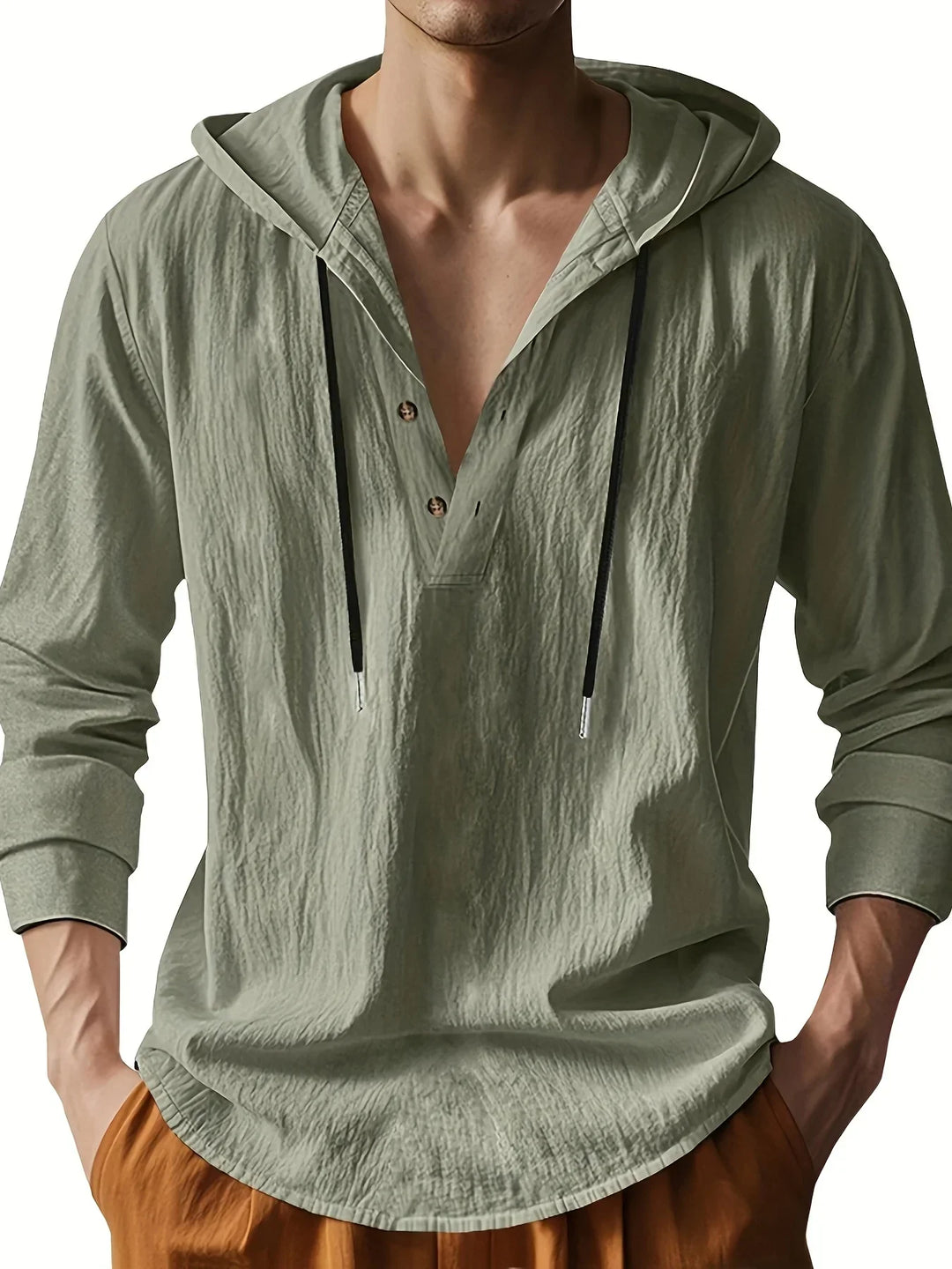 Luxury Linen Hooded Shirt - Elena Harper