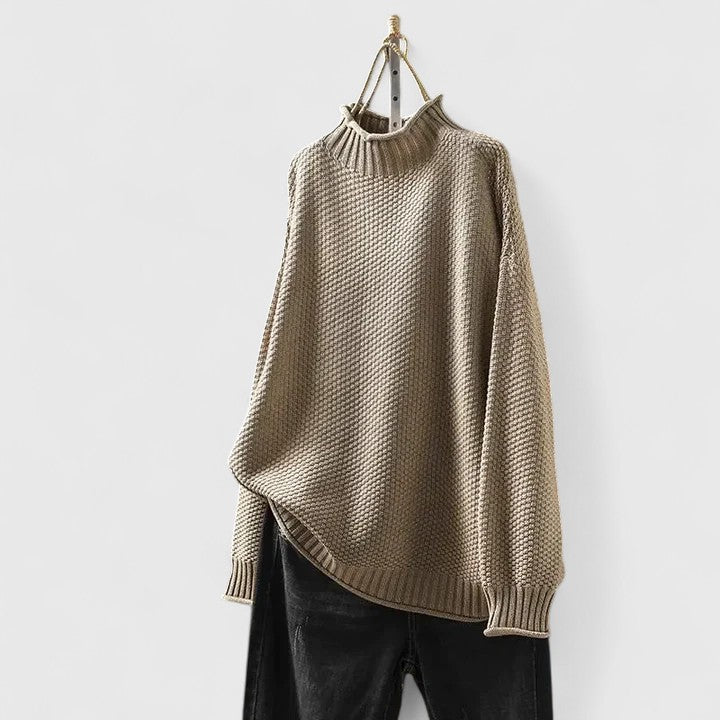 Women's Textured Mock Neck Jumper - Cozy & Stylish