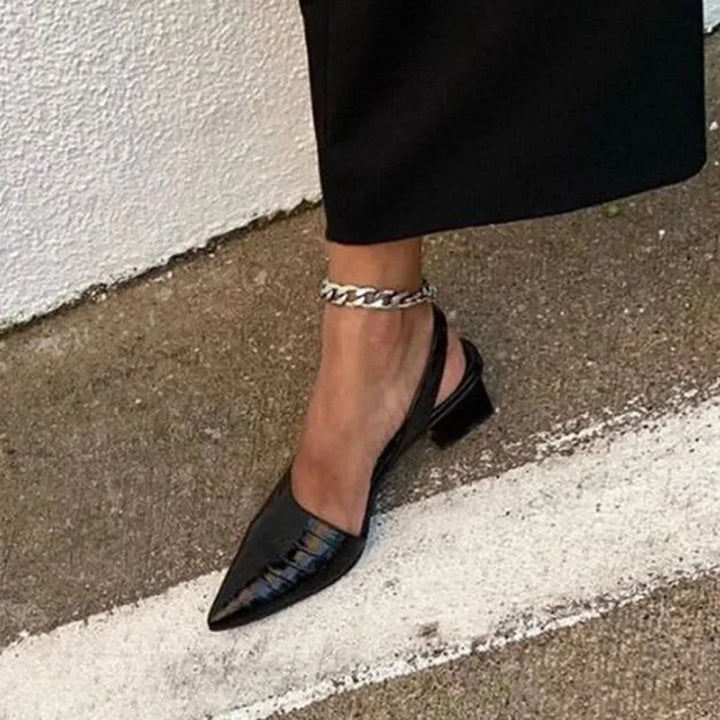 Santa Elegant Crocodile Sandals, view 2 - Elena Harper