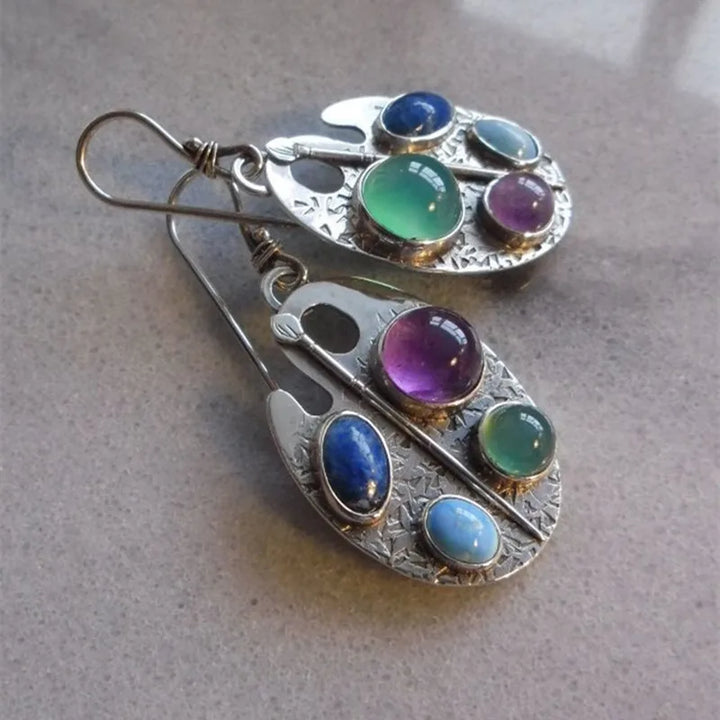 Artist Palette Gemstone Drop Earrings - Elena Harper