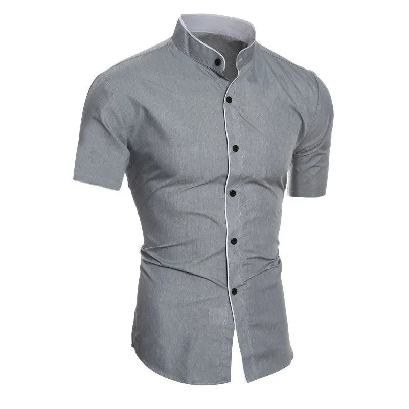 ELENA HARPER™  |  SHORT SLEEVE HIGH COLLAR SHIRT FOR MEN
