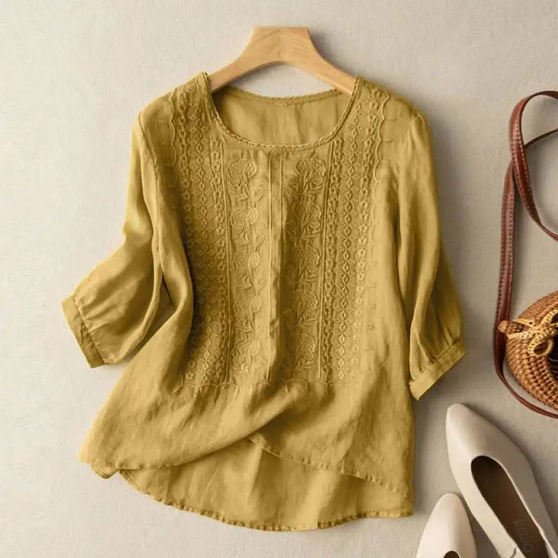 Aurora Embroidered Relaxed Blouse - Elena Harper