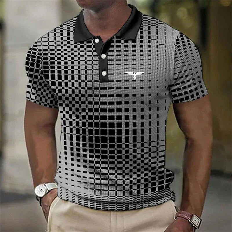 LAURENT MONACO | MODERN POLO WITH GEOMETRIC PRINT FOR MEN