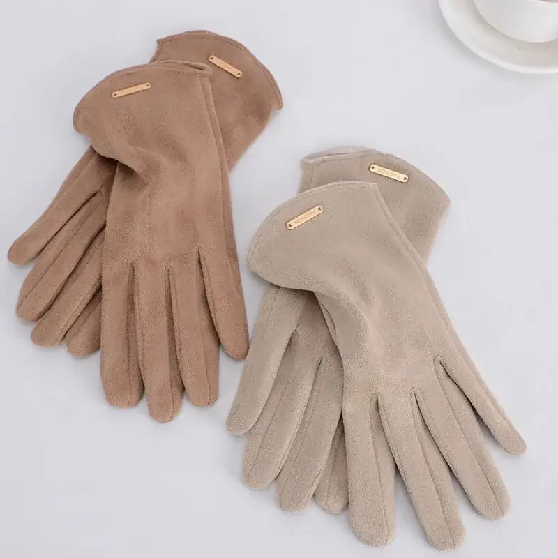 Elegant Suede Gloves Touchscreen, Warm & Windproof - Elena Harper