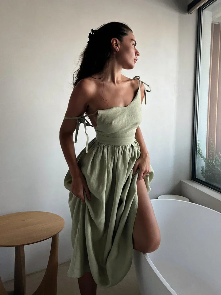 Giulietta Luxury A-Line Dress, view 2 - Elena Harper