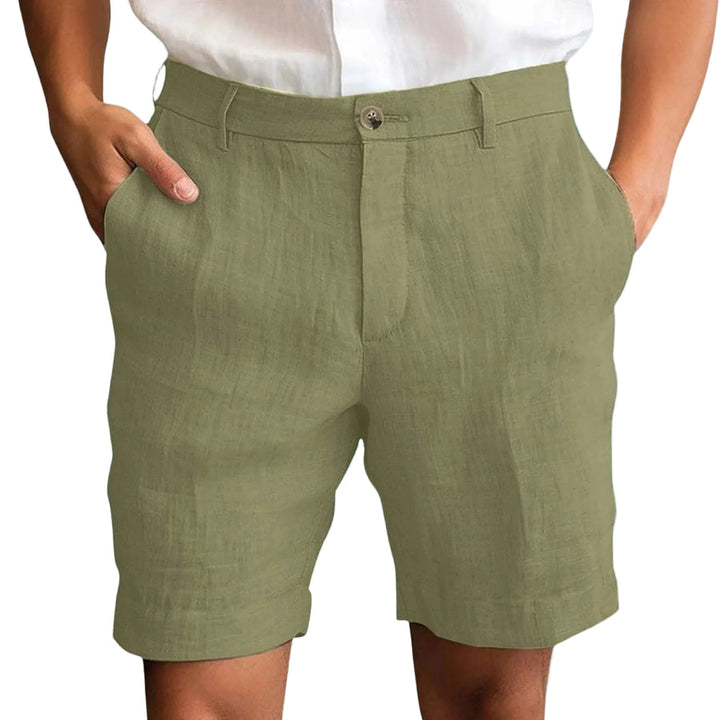 Fotis Elegant Linen Shorts, view 4 - Elena Harper