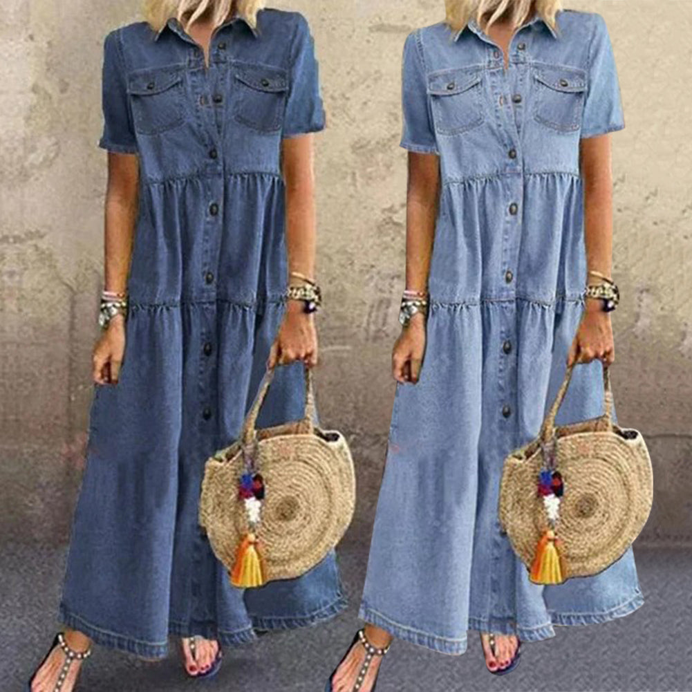 Joana Button-down Tiered Midi Dress - Elena Harper