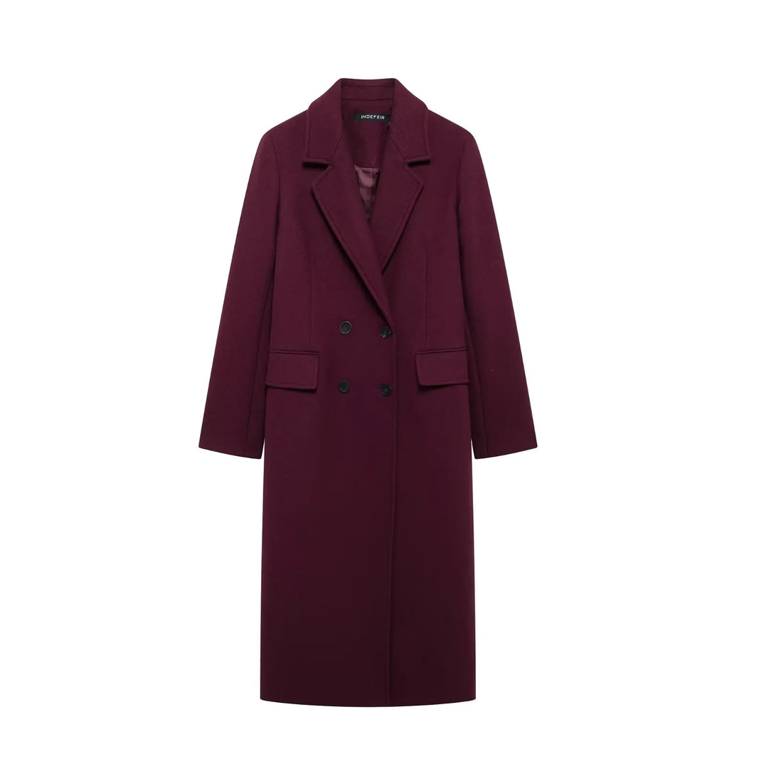 Stephanie Coat – Elegant long winter jacket in burgundy.