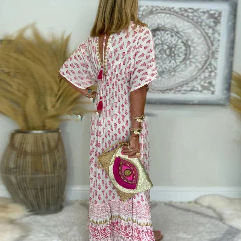 CHIC MAXI DRESS WITH PATTERN FOR WOMEN