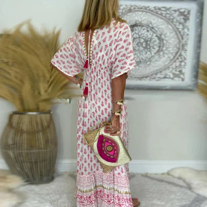 CHIC MAXI DRESS WITH PATTERN FOR WOMEN